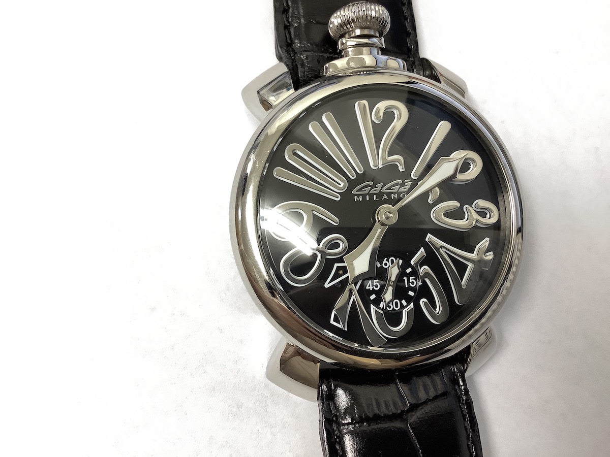 要修理】ガガミラノ 腕時計 MANUALE マヌアーレ 48mm ブラック-